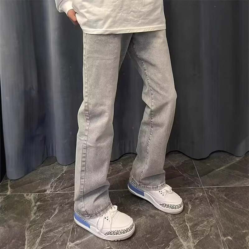 Men'S Fashion Grey Jeans - Américain Vintage nouvelle mode hommes gris