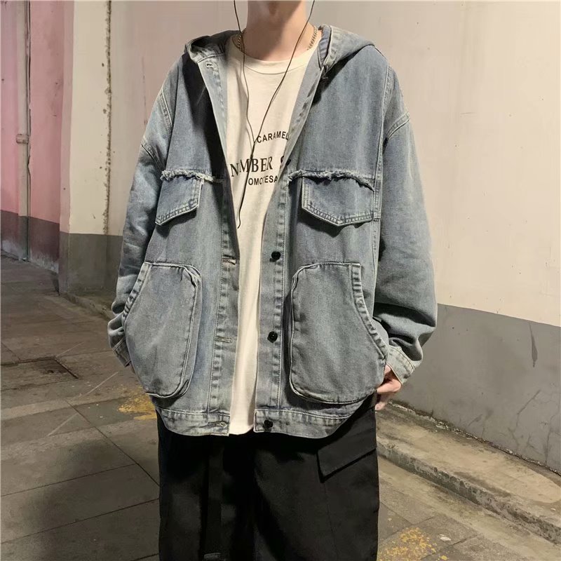 Mens Fashion Denim Jacket - Hommes solide vêtements printemps automne nouvelle