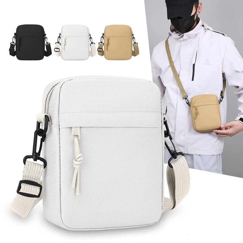Crossbody Bag Men - Petit sac carré en toile uni,
