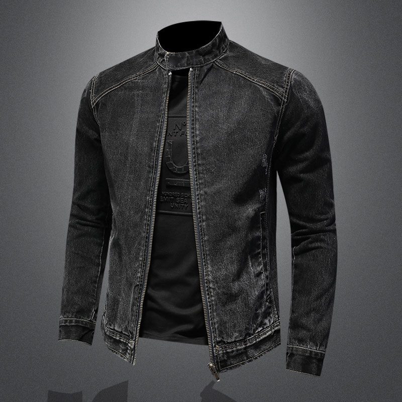 Mens Fashion Denim Jacket - Blouson aviateur en denim à col