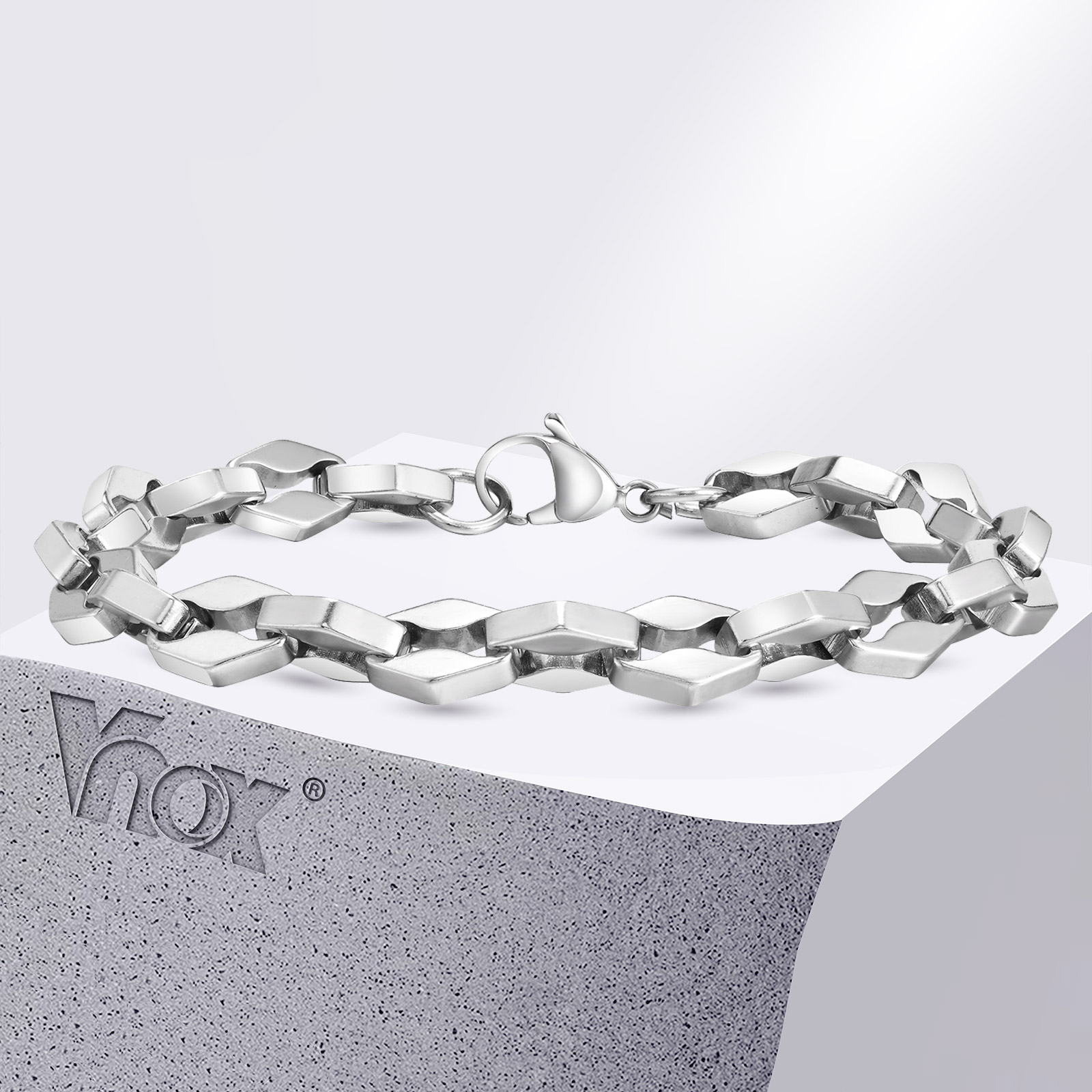 Mens Fashion In 1980S - Vnox-Bracelets à maillons en losange simples
