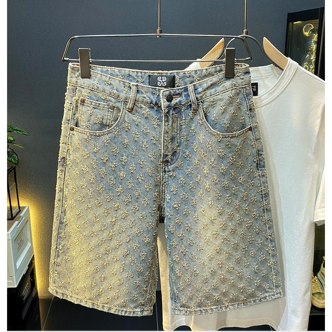 Men'S Fashion Overalls - Shorts en jean décontractés pour hommes,
