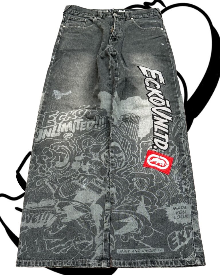 Men'S Fashion Grey Jeans - Jeans imprimés style américain Hip Hop