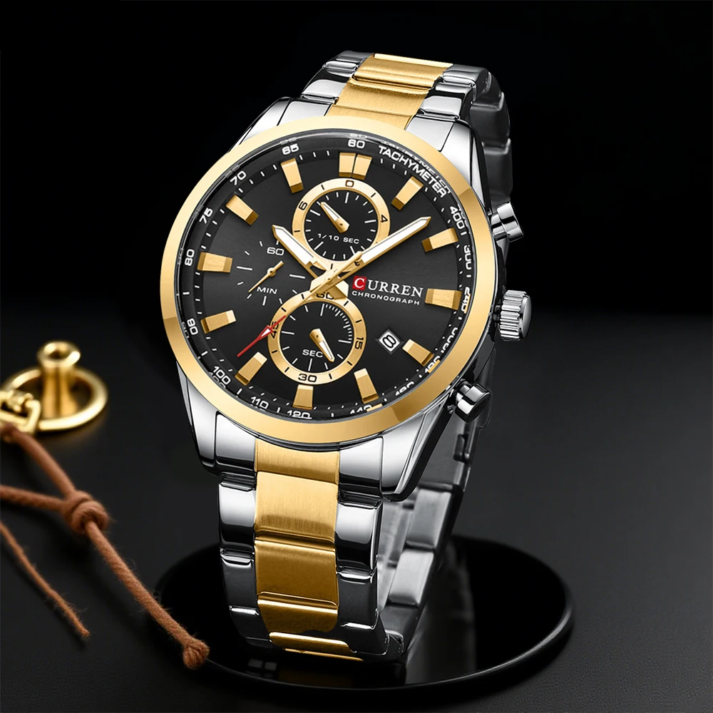 Mens Fashion Bracelet - CURREN Casual Quartz Chrono Sport Montres