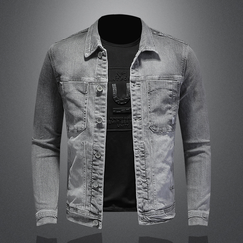 Mens Fashion Denim Jacket - Veste en jean à boutonnage simple