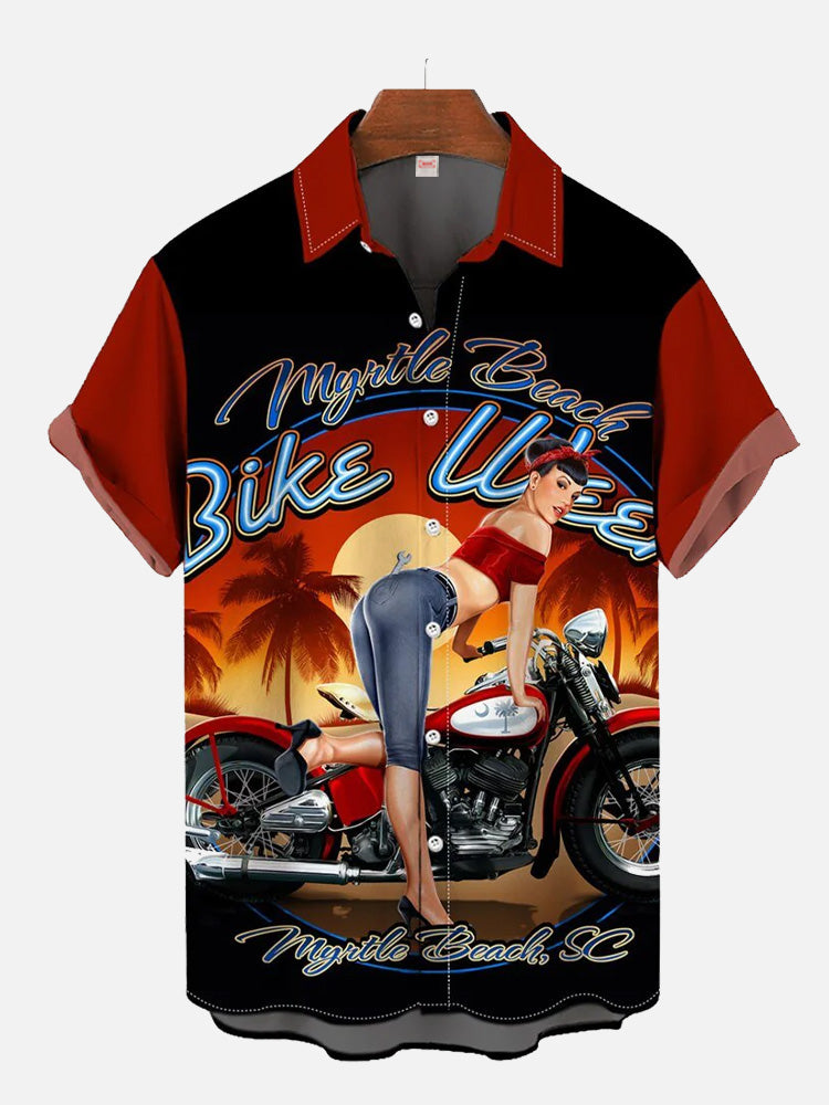 Mens Fashion In 1980S - Chemise de cowgirl imprimée hawaïenne à