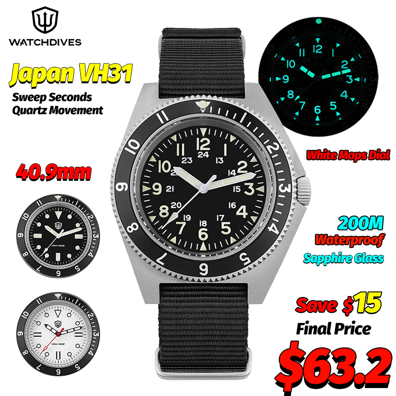 Mens Fashion Bracelet - Watchdives WD1972 montre à Quartz saphir