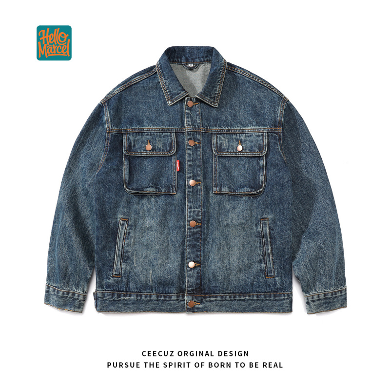 Mens Fashion Denim Jacket - HELLOMARCEL Veste en jean de qualité