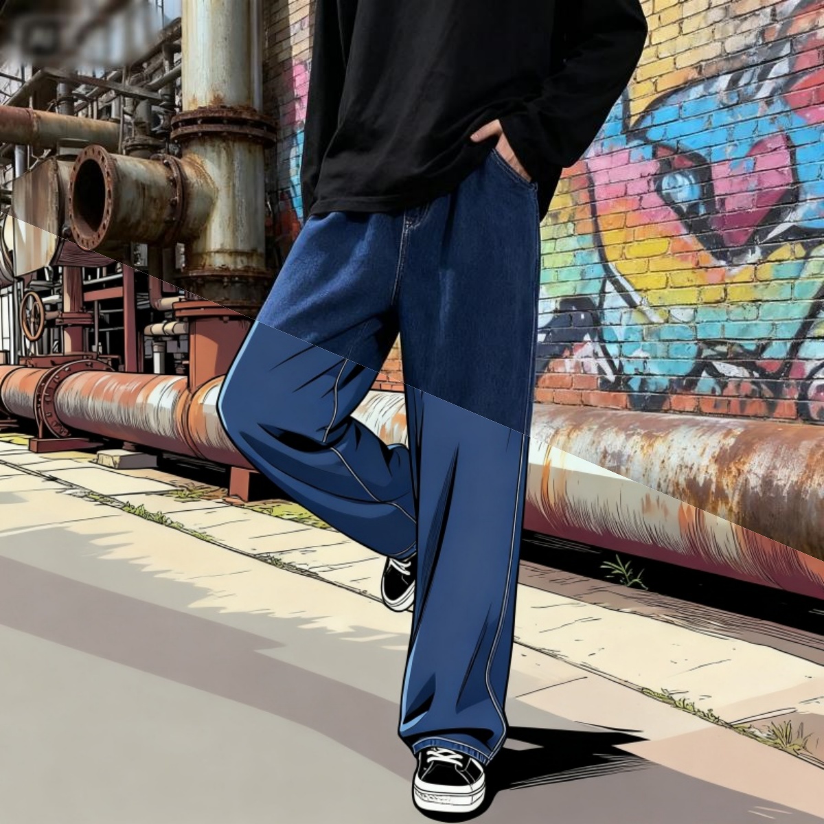 Men'S Fashion Grey Jeans - Style coréen Streetwear nouvelle mode Baggy