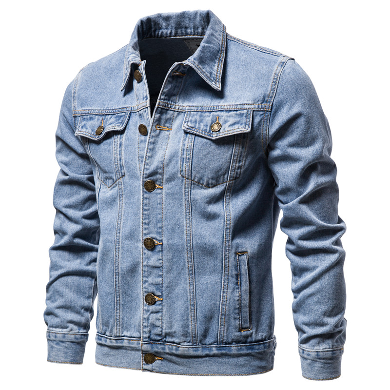 Mens Fashion Denim Jacket - 2025 automne Hommes solide Denim vestes