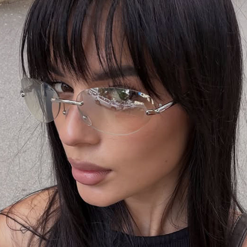 Men'S Fashion Y2K - Lunettes de soleil ovales sans monture