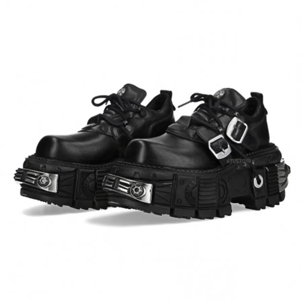Men'S Fashion Y2K - Bottes de moto en cuir véritable
