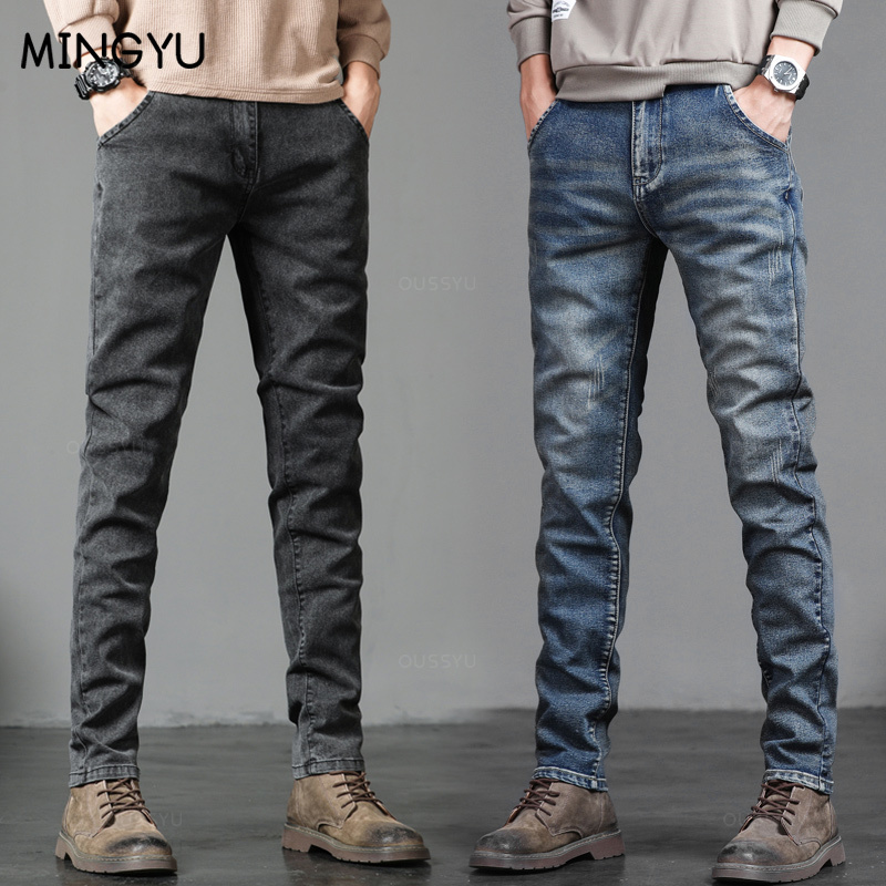 Men'S Fashion Grey Jeans - Jean gris classique en coton pour