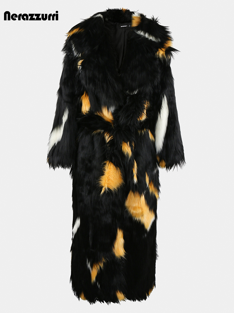Men'S Fashion X - Nerazzurri-Manteau en Fausse Fourrure de Renard