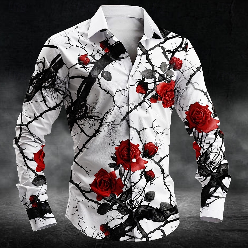 Mens Fashion Casual Outfits - Chemise homme à manches longues imprimée