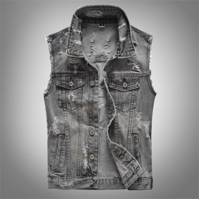 Men'S Fashion Grey Jeans - Nouvelle Collection Gilets en Jean Gris