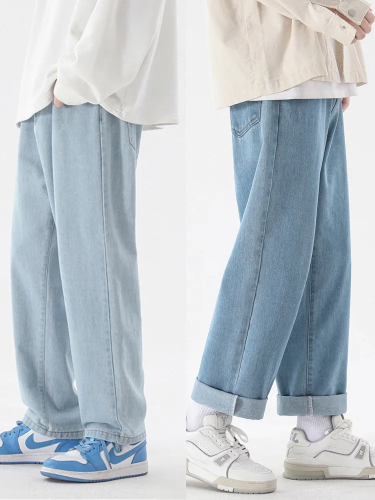 Men'S Fashion Grey Jeans - Jean Classique en Denim à Jambes