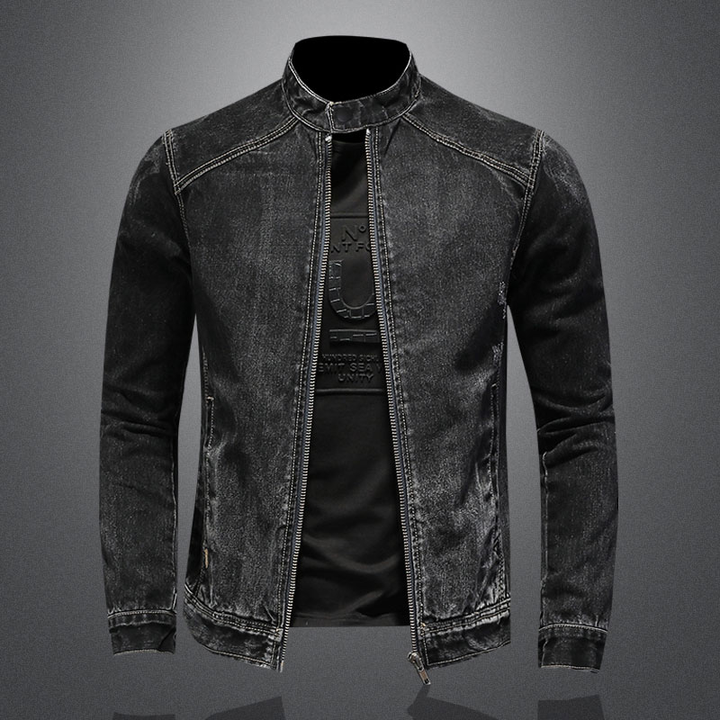 Blouson aviateur en denim à co - Mens Fashion Denim Jacket avis et prix
