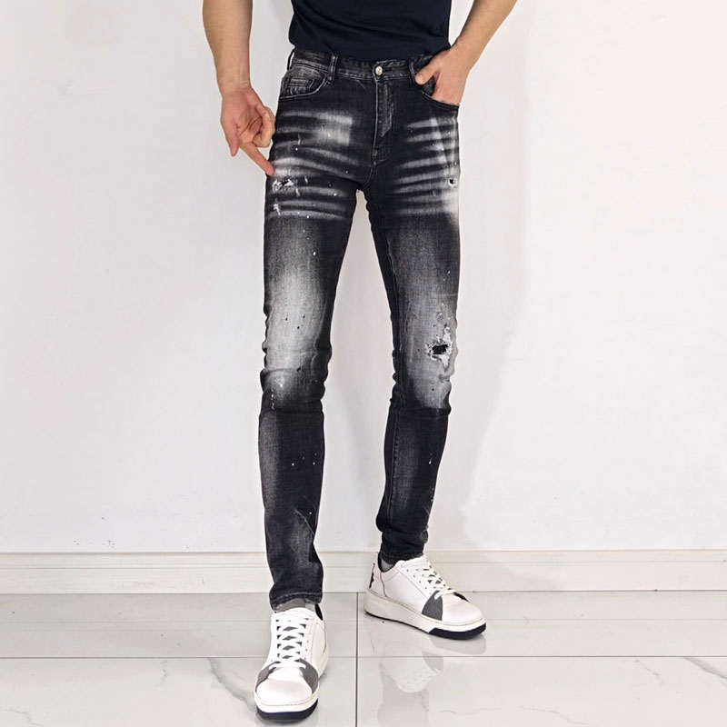 Jeans ajustés élastiques pour  - Men'S Fashion Grey Jeans avis et prix