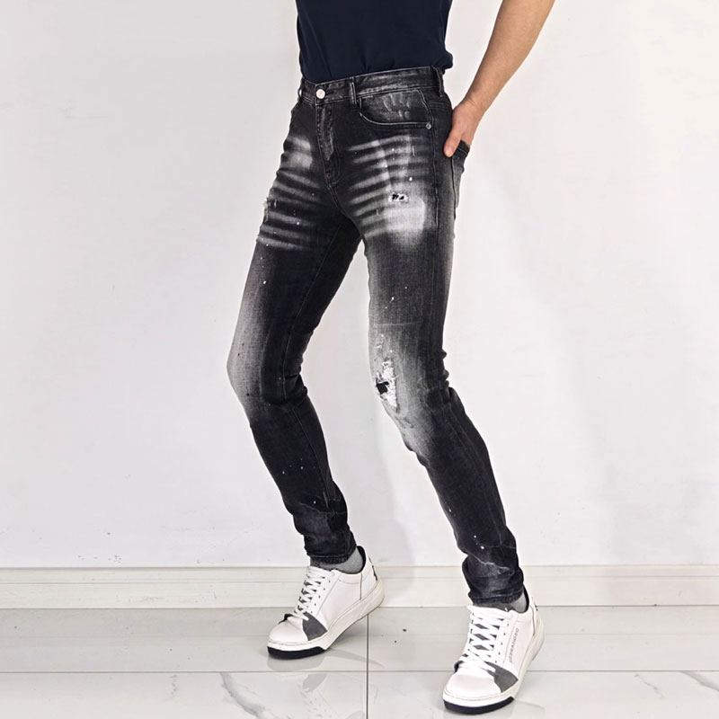 Jeans ajustés élastiques pour  - Men'S Fashion Grey Jeans avis et prix