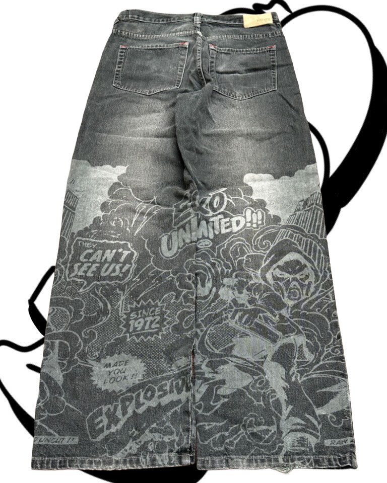 Jeans imprimés style américain - Men'S Fashion Grey Jeans avis et prix