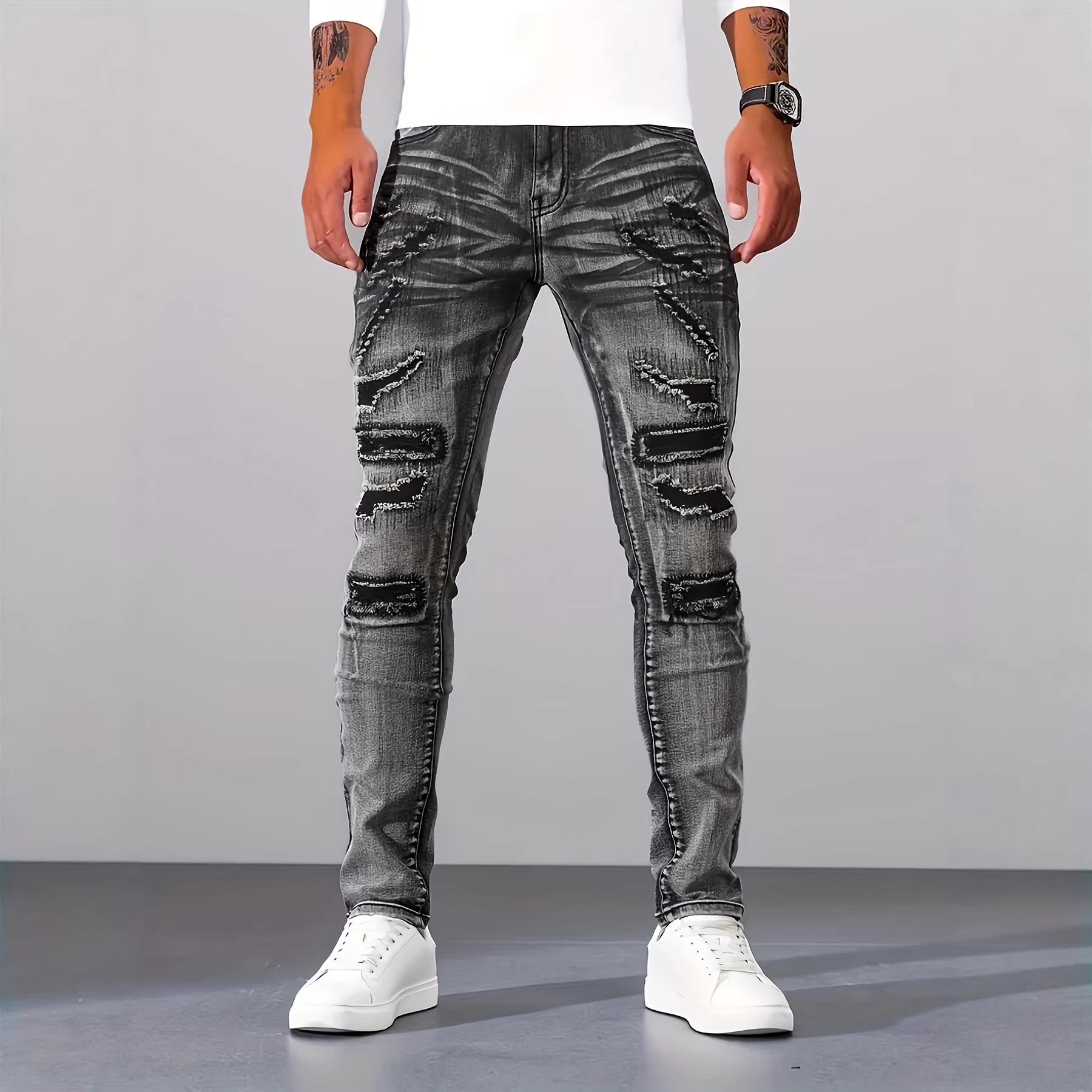 Jean slim gris décontracté pou - Men'S Fashion Grey Jeans avis et prix