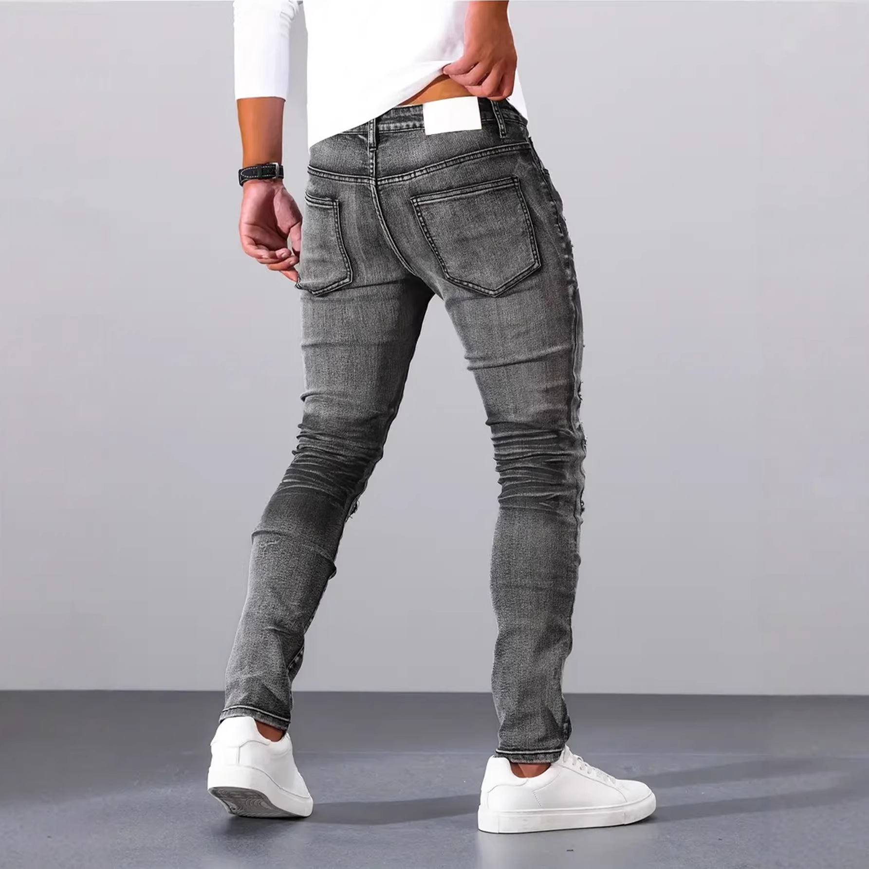 Jean slim gris décontracté pou - Men'S Fashion Grey Jeans avis et prix