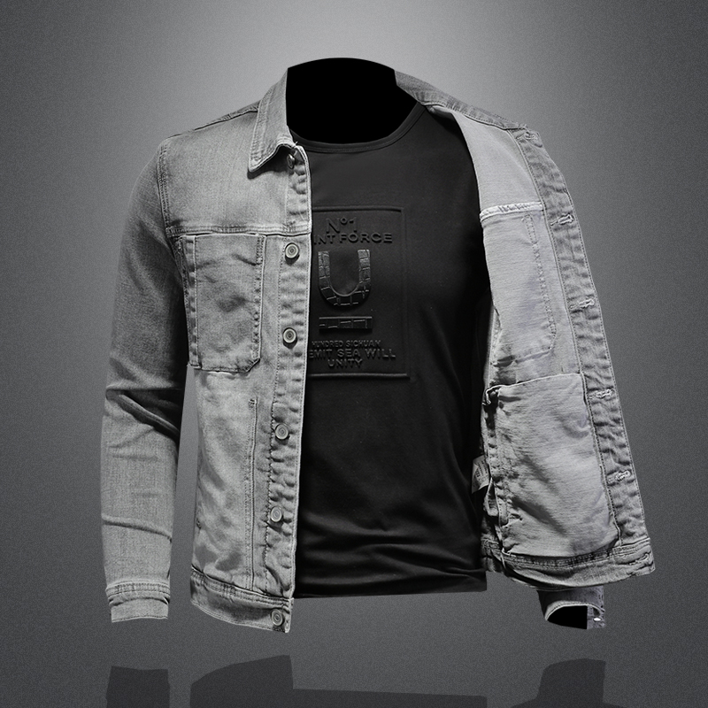Veste en jean à boutonnage sim - Mens Fashion Denim Jacket avis et prix