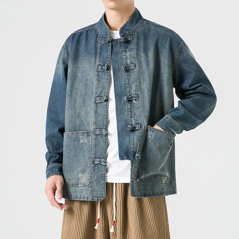 Veste en jean de style chinois - Mens Fashion Denim Jacket avis et prix