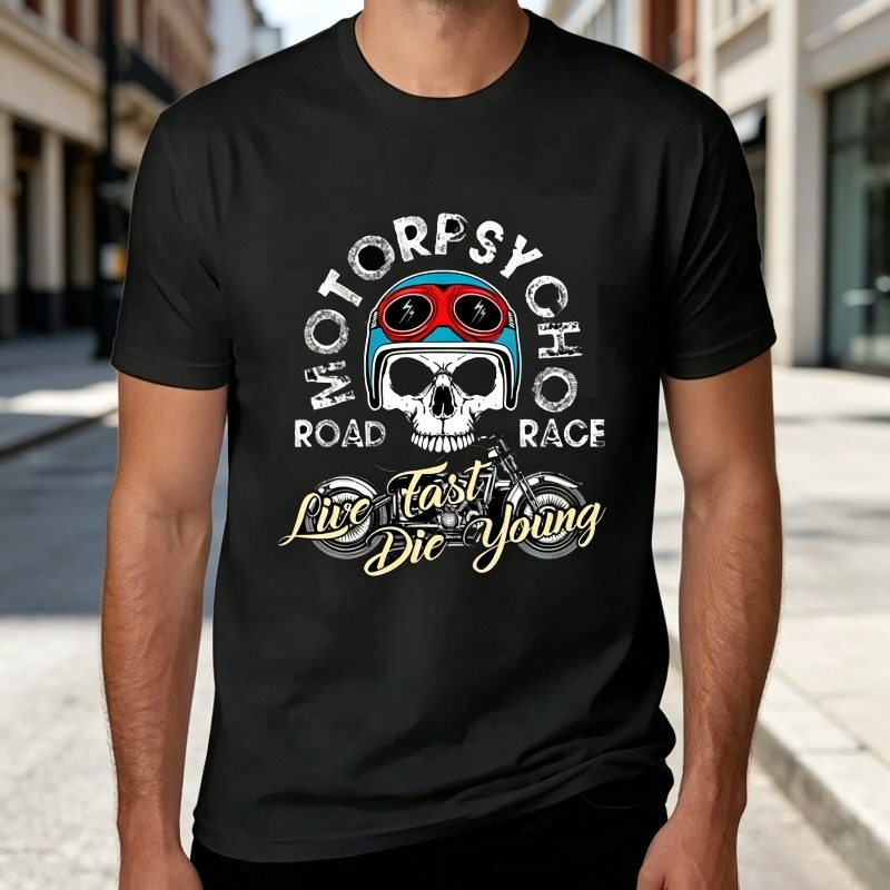 T-shirt Motopsyco Biker Skull  - Men'S Fashion Quotes avis et prix