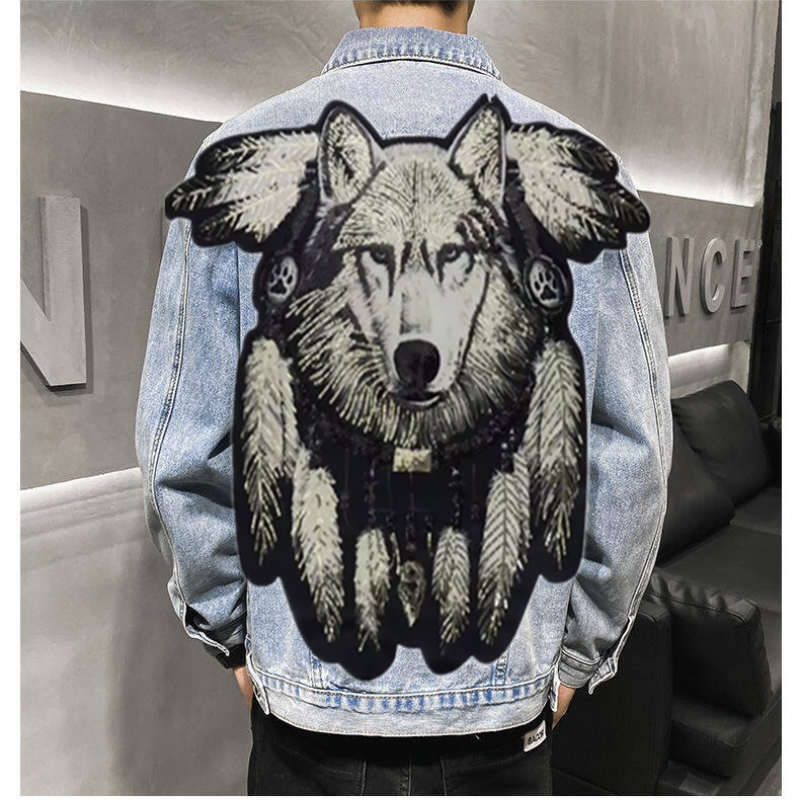 Amérique Vintage loup lourd br - Mens Fashion Denim Jacket avis et prix