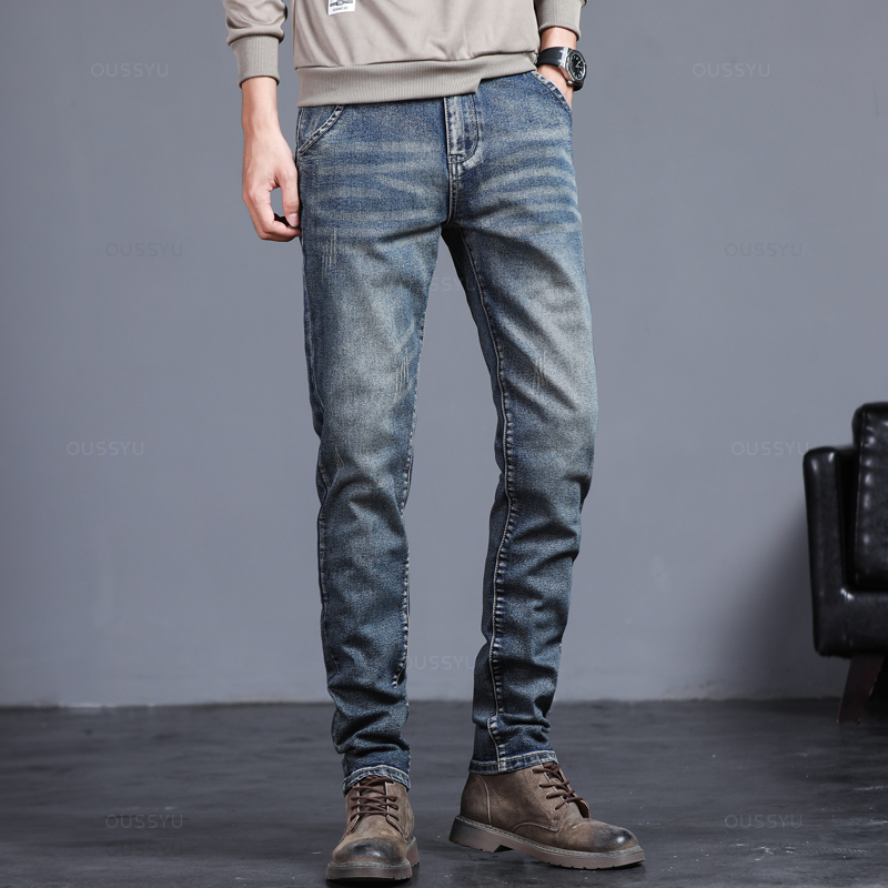 Jean gris classique en coton p - Men'S Fashion Grey Jeans avis et prix